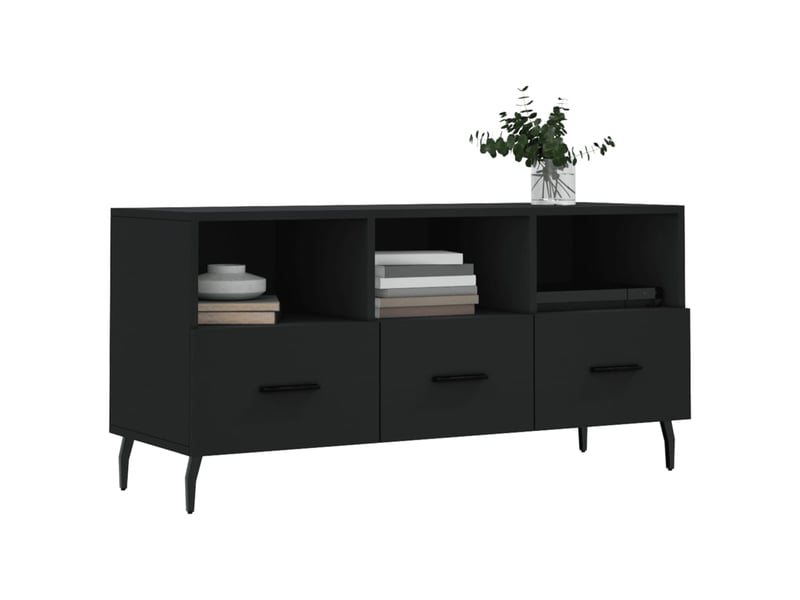  Meuble tv - banc tv - meuble de rangement noir 102x36x50 cm bois d'ingénierie  - Conforama C