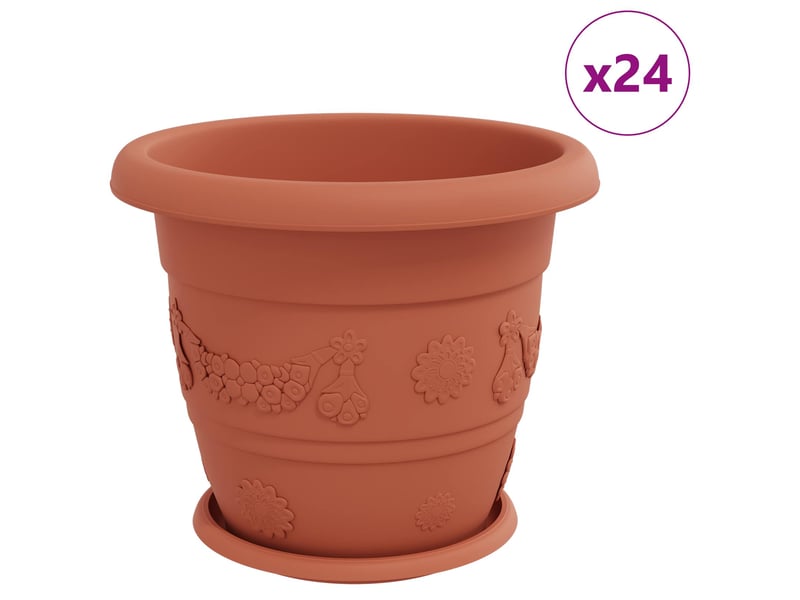  Jardinière - pots de plantes 24 pcs rouge brique ø 34 x 28 cm plastique  - Conforama A
