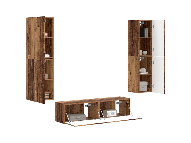  Ensemble meuble tv - banc tv - meuble de rangement 6 pcs bois ancien bois d'ingénierie  - Conforama C