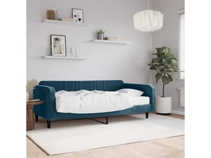 Lit adulte, lit simple, lit de jour avec matelas bleu 100x200cm velours cf18557