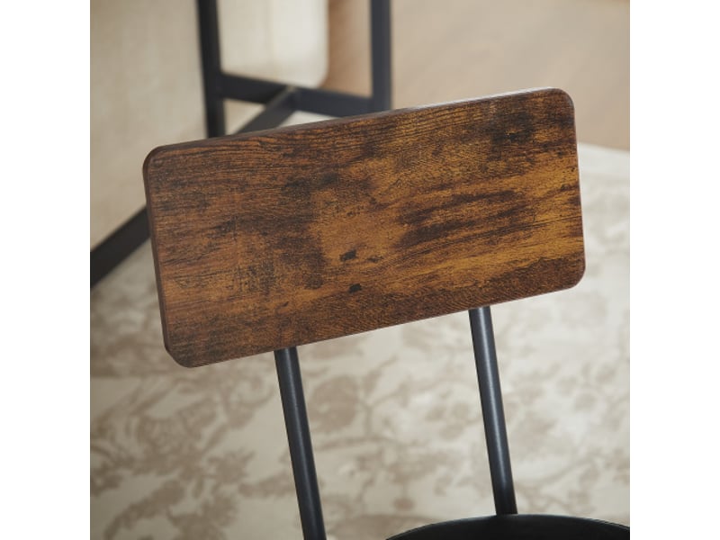 Table de bar industrielle avec 3 tabourets pu rembourrés – ensemble cuisine-salle-à-manger-salon brun et noir - Conforama E