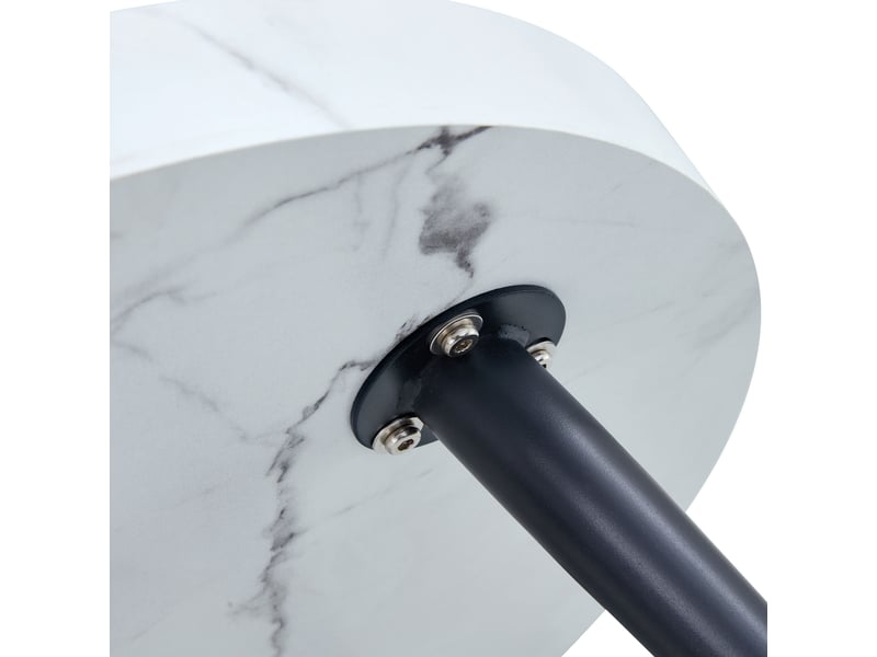  Table basse ronde blanc en 3d surface texturée avec pieds en métal pour petit espace  - Conforama E