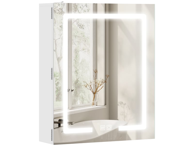  Armoire murale de salle de bain avec miroir led anti-buée blanc 50 x 15 x 60 cm  - Conforama A