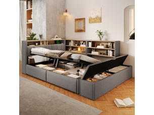 Lit banquette 140x200 cm <strong></strong>  <strong></strong> coloris gris
