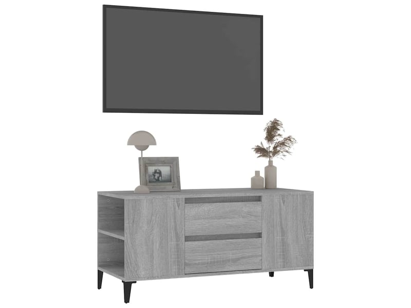  Meuble tv - banc tv - meuble de rangement sonoma gris 102x44,5x50 cm bois d'ingénierie  - Conforama D