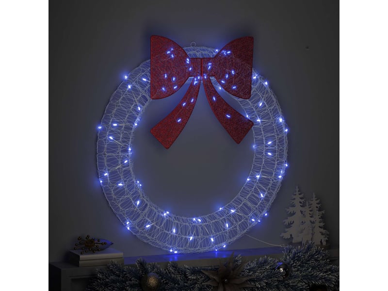  Couronne de noël, décoration de noël 80 led bleu 92 x 92 x 9,5 cm acrylique cf61761  - Conforama C