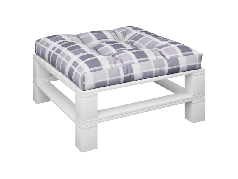  Coussin de palette, coussin de chaise, coussin de canapé motif à carreaux gris 80x80x12 cm tissu cf55365  - Conforama C