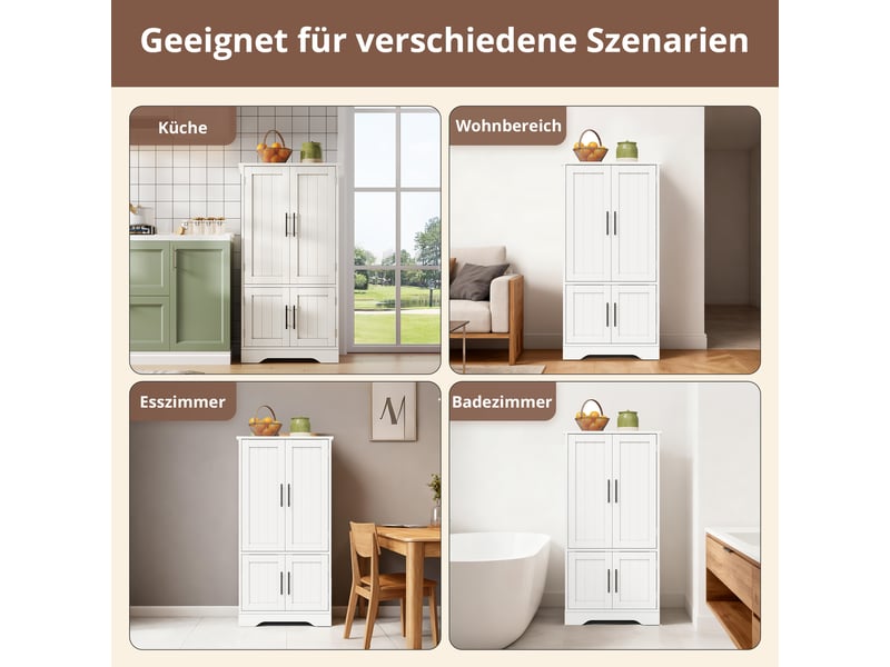  Buffet de cuisine blanc 120 cm avec éclairage led et rangements - design contemporain  - Conforama E