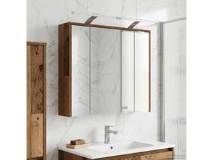 Armoire miroir salle de bain, meuble de rangement bois ancien 73.5x16x62.5 cm