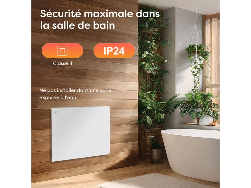 Radiateur électrique 1000w à inertie céramique programmable fil pilote pid ip24 salle de bain CBHT10E - Conforama E
