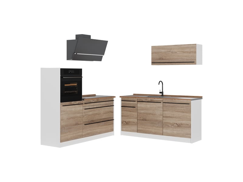  Vicco cuisine, sonomablanc, 160cm plan de travail chêne doré  - Conforama A