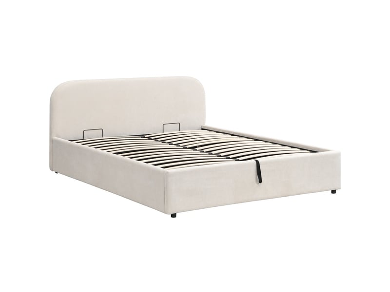  Lit coffre adulte 160x200 cm avec tête de lit en tissu chenille beige - cassis Cassis - Conforama C