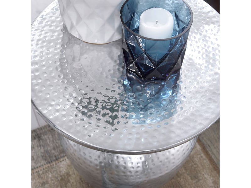  Table d'appoint 37x37x46 cm en aluminium argenté - rasina  - Conforama C