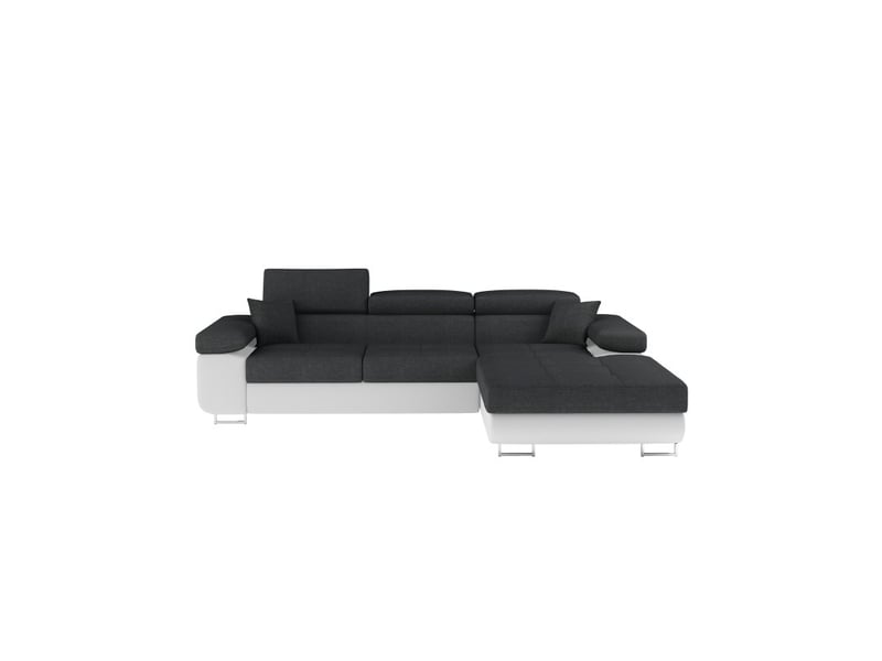  Canapé d'angle convertible amanda gris foncé et blanc – tissu effet lin – angle droit  - Conforama A