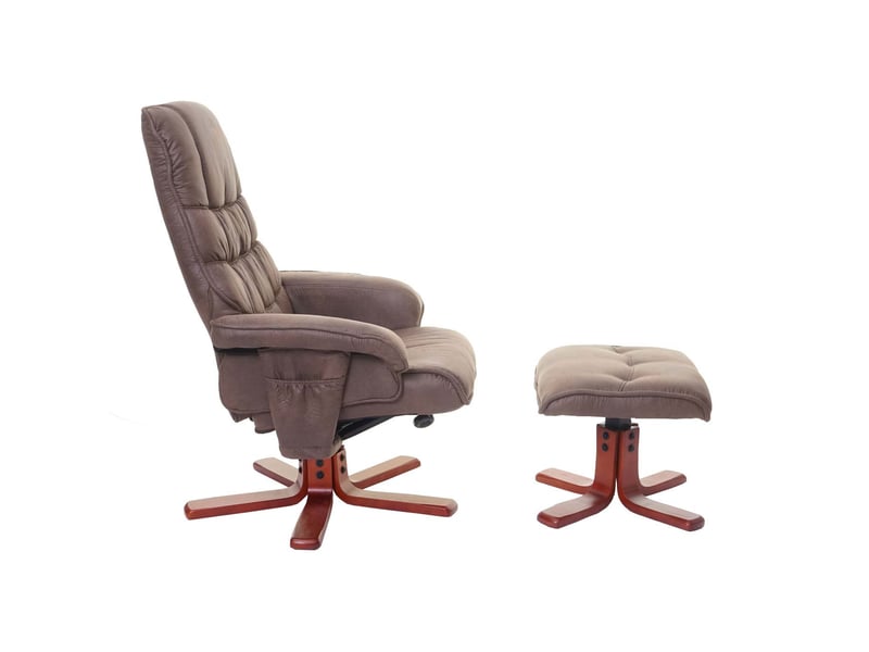  Fauteuil relax hwc-e30, fauteuil de télévision, siège tv avec tabouret - imitation de daim, marron  - Conforama B