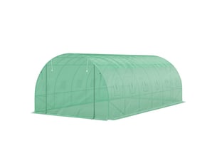 Serre tunnel de jardin 600 x 300 x 197 cm, couverture plastique, cadre acier, portes enroulables, verte