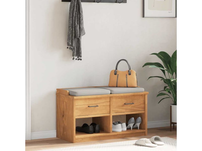  Banc de couloir, banc de rangement sandnes 87x40x50 cm bois de pin massif shl25037  - Conforama B