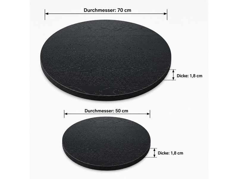  Lot de 2 plateaux de table ronds mdf mélaminé noir ø 70 et 50 cm W5128P447507 - Conforama C