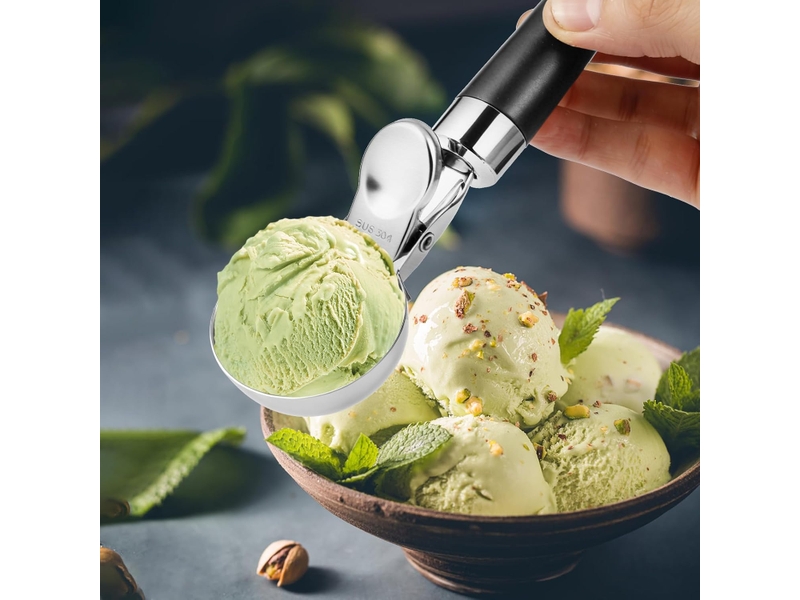 Cuillere a glace en acier inoxydable 20.5 cm - cuillère à glace avec gâchette et poignée confortable, poli miroir - Conforama E