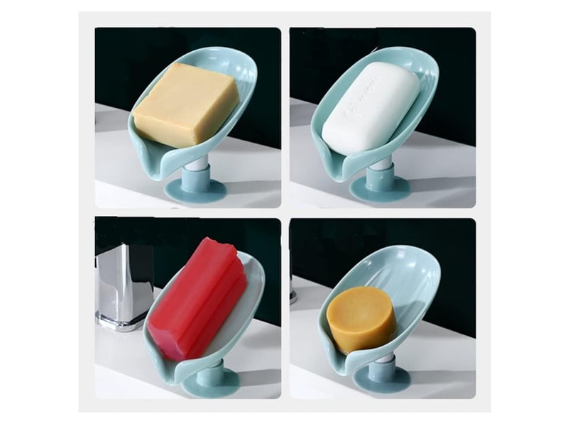  Porte savon ventouse lot de 2, support savon douche, porte eponge evier cuisine, porte-savons avec drain, nettoyage facile séchage rapide sans percage  - Conforama D
