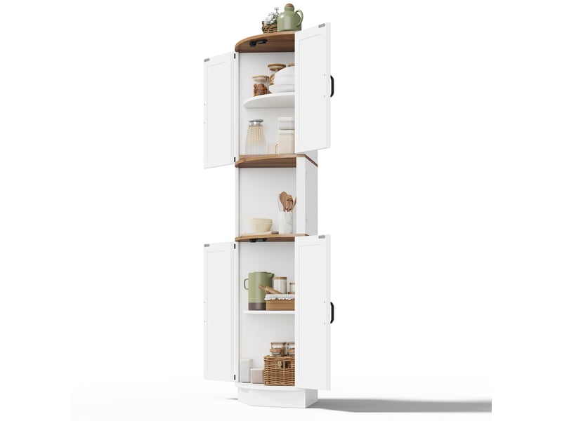 Meuble d’angle 39,5x39,5x180 cm avec 5 étagères, style rustique blanc, gain de place - Conforama E