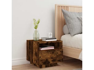 Table de chevet - cabinet de chevet - table de nuit avec lumières led chêne fumé 40x39x37 cm