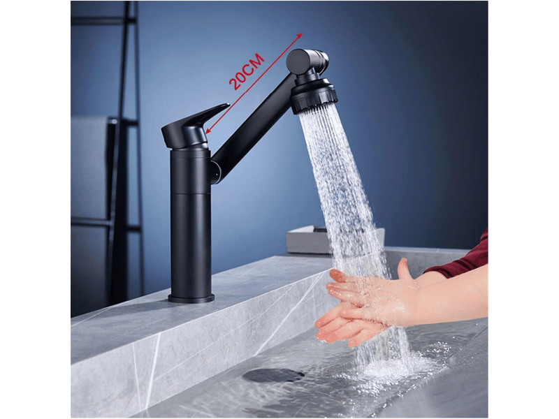  Robinet de lavabo en acier inoxydable robinet d'eau chaude et froide multifonctionnel rotatif universel, peinture noire QWE000819 - Conforama C