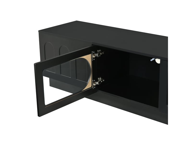  Meuble tv 4 portes avec éclairage led par application 200 x 40 x 42 cm noir GL6201S - Conforama D