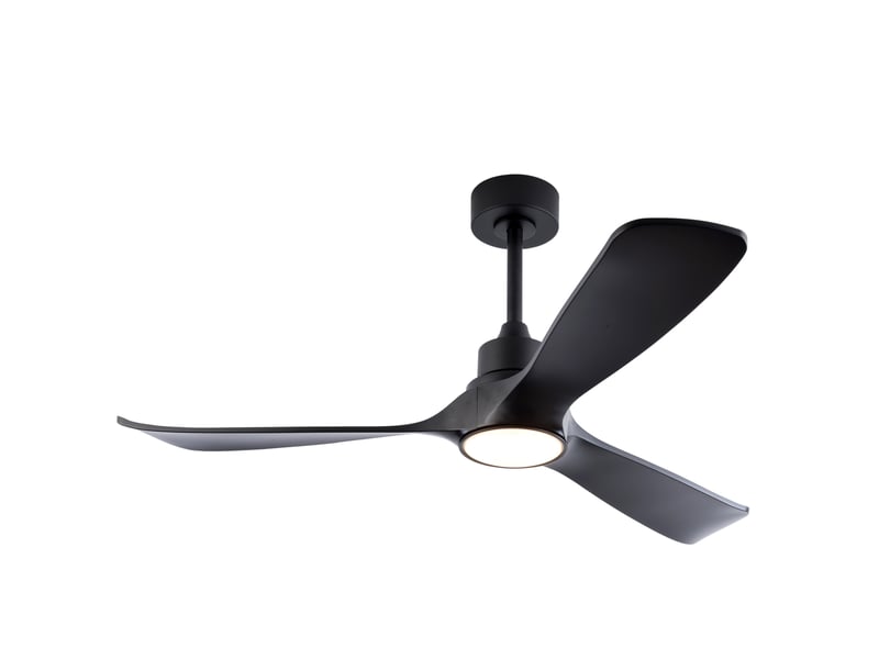  Ventilateur de plafond noir de 52 pouces avec lumière et télécommande, moteur dc réversible, 3 températures de couleur  - Conforama D