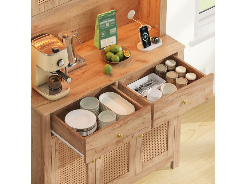 Buffet haut 100x40x180 cm led rgb mdf naturel - Conforama D
