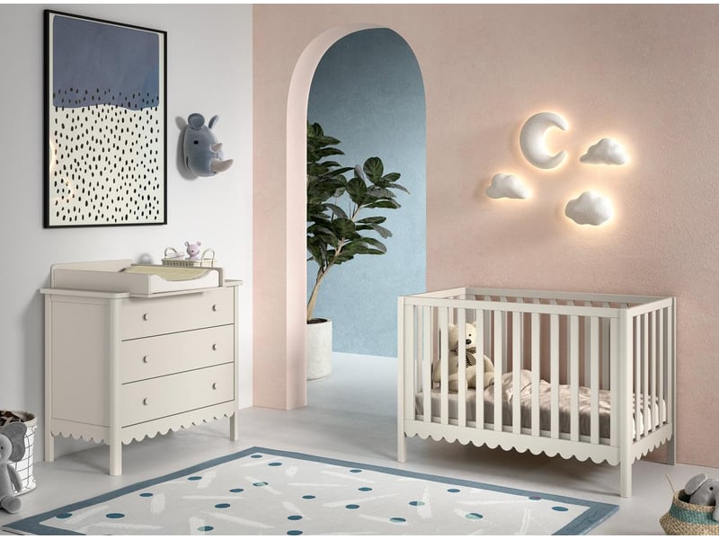 Ensemble chambre swingo lit bébé 60x120 + commode + plan à langer clay SWCO0204 - Conforama E