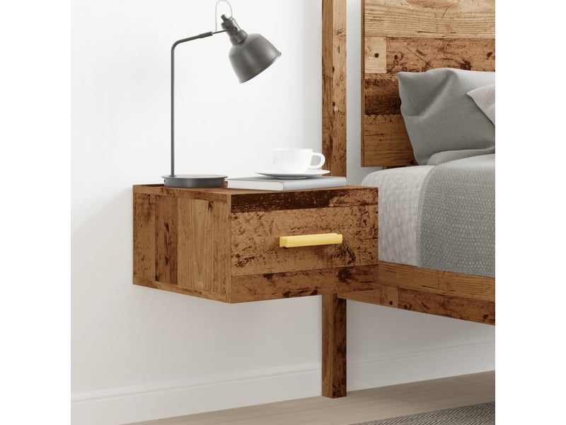  Table de chevet - cabinet de chevet - table de nuit murale vieux bois 35x35x20 cm  - Conforama B