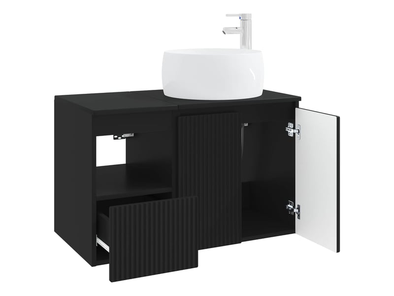 Ensemble de mobilier de salle de bain 2 pc noir cf64179 - Conforama D
