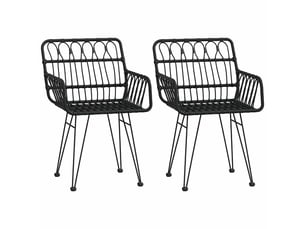 Lot de 2 chaise de jardin | chaise d'extérieur avec accoudoir noir 56x64x80 cm