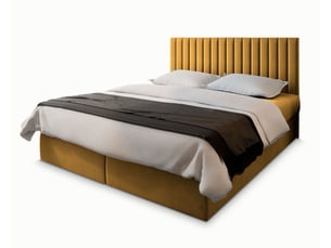 Lit avec rangement 140x200 cm <strong>MASSENO</strong> <strong></strong> coloris jaune