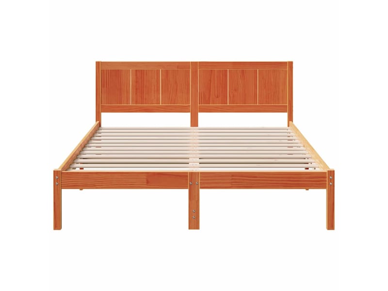  Lit double- lit adulte -  cadre de lit marron 150 x 200 cm bois de pin massif  - Conforama D
