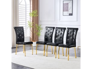 Lot de 4 chaises de salle à manger,61,5x42x101 cm,pvc et métal,noir et doré