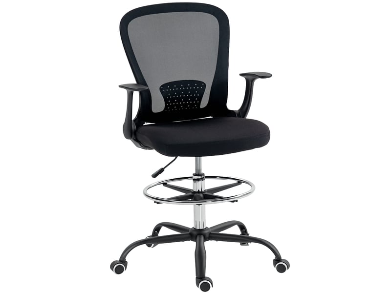  Chaise de bureau réglable en hauteur avec repose-pieds et soutien lombaire ajustables, 62 x 59 x 119 cm, noire  - Conforama B