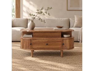 Table basse capsule coloris bois foncé STILVORA - 50 cmx105 cm