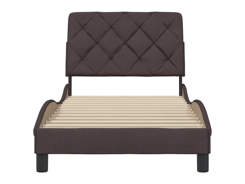 Lit adulte, lit simple, cadre de lit sans matelas marron foncé 80x200cm tissu cf14982 - Conforama E