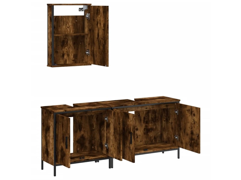  Ensemble de meubles de salle de bain 3 pcs chêne fumé cf63693  - Conforama D