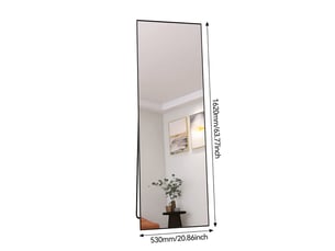 Miroir sur pied - 162 x 53 cm - noir - miroir plein pied rectangulaire en verre trempé, cadre en alliage d'aluminium, design moderne