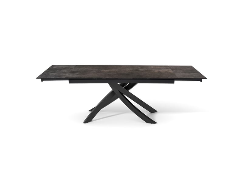 Table extensible 180 à 260 cm céramique gris vieilli pied entrecroisé - maine 11  - Conforama B