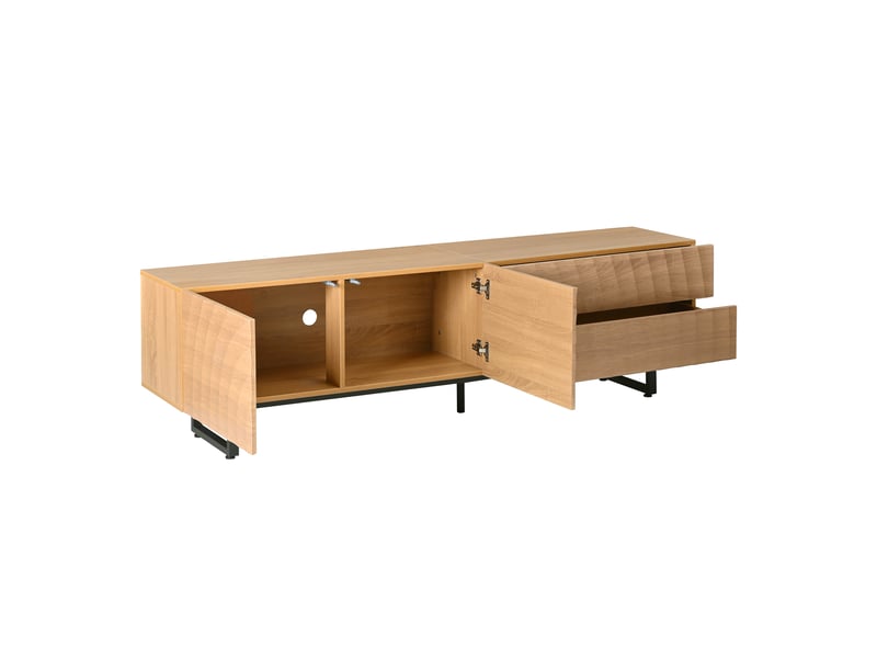  Meuble tv moderne 180 x 38 x 51,5 cm – façade à texture 3d  - Conforama B