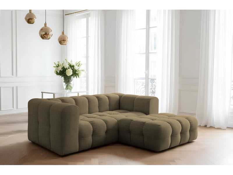  Canapé d'angle droit miloe mini 3 places en tissu - vert kaki MILOE - Conforama B