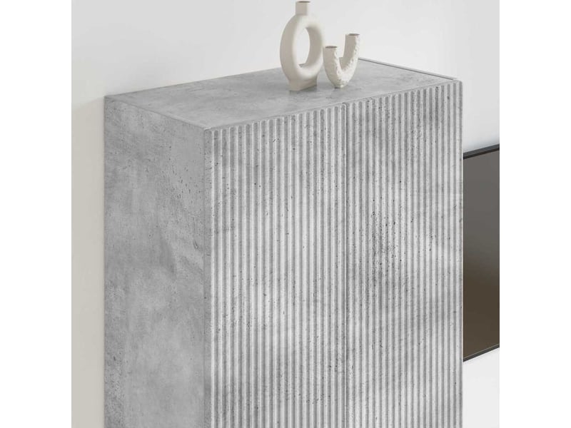  Meuble tv - banc tv - meuble de rangement mural 59,5 x 31 x 80 cm gris béton bois d'ingénierie  - Conforama D