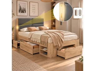 Lit coffre 90x200 cm <strong></strong> <strong></strong> coloris naturel