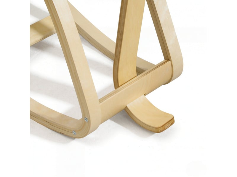  Chaise ergonomique à genoux avec dossier en tissu bleu foncé, structure en bois et mouvement de balancement doux  - Conforama D