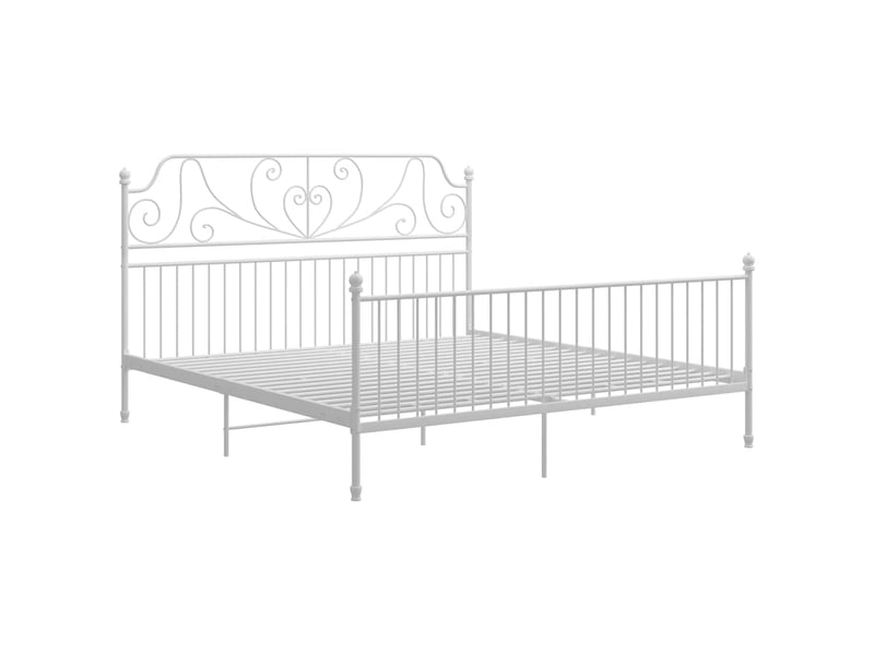  Lit double- lit adulte -  cadre de lit sans matelas blanc métal 200x200 cm  - Conforama A