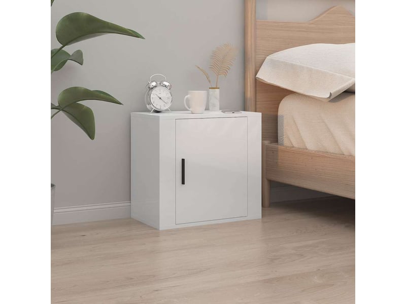  Lot de 2 tables de chevet - cabinet de chevet - table de nuit murales blanc brillant 50x30x47 cm  - Conforama B